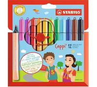 Feutres de coloriage - STABILO - Cappi - Lot de 12 + 1 lacet - Encre lavable - Pointe 1,0mm
