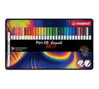 Feutres De Coloriage - Stabilo Pen 68 Brush - Arty - Boite Métal De 30 Couleurs