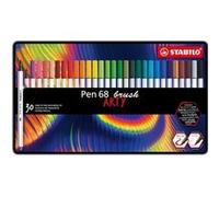 STABILO Feutre pinceau Pen 68 brush - Boite métal ARTY x 30 feutres dessin à pointe pinceau - gamme ARTY