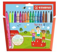 STABILO - Feutre de coloriage - Trio A-Z - Étui carton x 18 feutres pointe moyenne dont 3 fluo - coloris assortis
