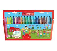 STABILO Trio A-Z - Feutre de coloriage - Étui carton x 30 feutres pointe moyenne - dont 5 fluo