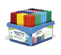 GIOTTO 49143 Feutre Coloriage Turbo Maxi Pointe Bloquée Polyester Indéformable Ultra Longue Durée Coffret Scolaire Lot de 108 Assorties