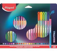 Feutres De Dessin Nightfall - Feutres D¿Écriture, Encre Lavable - Pointe Medium Super Résistante - Forme Triangulaire - Boite De 24 Feutres De Coloriage Longue Durée 844402 Multicolore