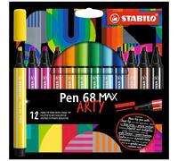Feutres de dessin - Stabilo - Pen 68 Max - Pointe large - 12 couleurs - Gamme Ar