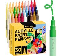 Feutres De Peinture Acrylique Pour Roche, Pierre, Céramique, Verre, Bois, Tasses, Métal, Tissu, Toile. Lot De 30 Marqueurs Acryliques 22 Assortis, 5 Pastels, 3 Couleurs Métalliques Pointe Fine 1mm
