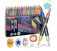 Feutres de Peinture Pailletés | Double Pointe, Encre à Base d'Eau - Marqueurs Brillants pour Coloriage et Décoration | Fournitures pour Projets DIY, Cartes de Vœux, Travaux Manuels à la