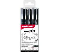 Feutres - Dessin - Calligraphie - Noir - 5 pointes différentes - Uni Pin - Uni-Ball Noir