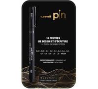 Feutres - Dessin et écriture - Uni-Pin - Noir - 14 pièces - Boîte collector