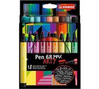 STABILO Feutre de dessin Pen 68 MAX ARTY – Pointe biseautée – Étui carton x 18 feutres