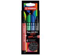 Feutres Dessin - Stabilo Pen 68 Max - Pointe Large - Arty - 4 Couleurs
