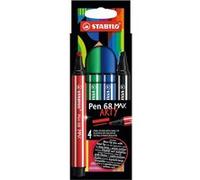 Feutres dessin - STABILO Pen 68 Max - Pointe large - Arty - 4 couleurs Noir