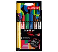 Feutres Dessin - Stabilo Pen 68 Max - Pointe Large - Arty - 6 Couleurs