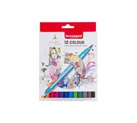 Feutres - Deux pointes - Fine et pinceau - 12 teintes - Coloriage, dessin - Bruynzeel