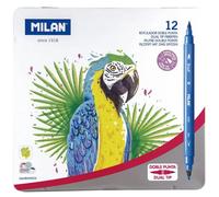 Feutres double dans un boÃ®te en mÃ©tal Milan (x12) Multicolore TU