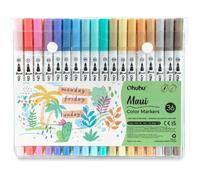 Feutres double pointe - ZOKKO - 36 couleurs pastel - Non toxique - Encre à base d'eau - Pointe pinceau 1-6 mm