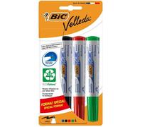 BIC Feutres effaçables à sec Velleda 1701 Pointe conique moyenne Lot de 4 Noir/bleu/rouge/vert