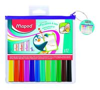 Maped - 12 Feutres Effaçables à Sec Marker’Peps Fun Colors - Feutres Ardoises et Tableaux Blancs - Marqueurs Non Permanents - Pointe Medium 1,5 mm - Trousse Zippée
