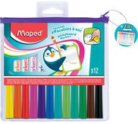 Maped – Marker’Peps 12 feutres effaçables à sec – Pointe 1,5 mm – Trousse zippée