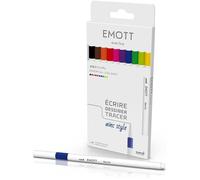 Uni Mitsubishi Pencil – Feutres Emott Uni Ball – Pointe 0,4 mm – 10 couleurs essentielles