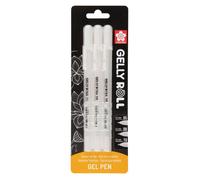 Sakura Stylo gel Gelly Roll - Set de 3 stylos - Encre blanche - Tailles 05/08/10