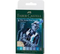 Feutres - Faber-Castell - Pitt Artist Pen - Tons bleus - The Blues - Etui de 8 f