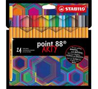 Feutres fins - STABILO point 88 - ARTY - pack de 24 avec pochette à suspendre - avec 24 couleurs différentes