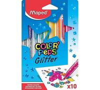 Feutres Glitter Color'peps X10-10 Couleurs Pailletées - Dessins Vibrants - Confort & Créativité - Boîte Multicolore
