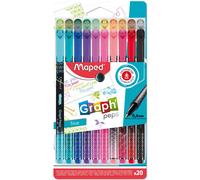 Maped Feutres Graph'Peps - Pointe fine 0,4 mm, 20 couleurs éclatantes