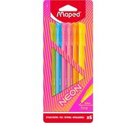 - Feutres Graph'peps Neon - Stylos Feutres Pointe Fine 0,4 Mm - Pointe Douce Et Résistante - Confort D'écriture Et Dessin - 6 Stylos Feutres De Couleurs : Vert, Bleu, Rose, Corail, Orange, J[Z878]