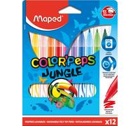 Maped Feutres Jungle – 12 pièces – Mine moyenne – Pour enfant