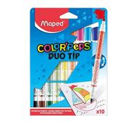 Maped Feutres de coloriage Color'Peps double pointes 2mm/3,9mm encre lavable – Pochette 10