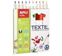 APLI Feutres textile pour enfant – 10 pièces, couleurs assorties