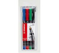Feutres permanents - STABILO - Lot de 4 - Noir - Écrit sur toutes les surfaces lisses - Idéal pour transparents