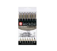 Feutres PIGMA MICRON - Sakura - 6 Calibres + 1 Gratuit - Encre Pigmentée - Résistants à l'Eau - Noir/Rouge