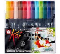 Feutres pinceau - SAKURA - KOI - Set de 12 - Multicolore - Pointe pinceau