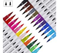 Feutres Pinceaux Couleurs 24 Stylo Aquarelle, Dual Brush Pen pour Coloriage Adulte, Dessiner, Bullet Journal, Calligraphie, Manga