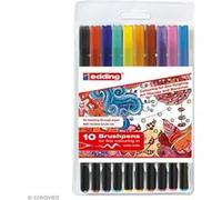 edding Feutre pointe pinceau 1340 – pointe flexible, couleurs lumineuses – étui de 10