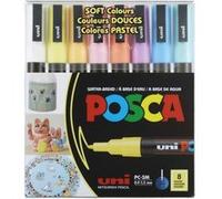 Posca Stylos uni PC3M - pointe fine - Lot de 8 multicolores (couleurs douces)