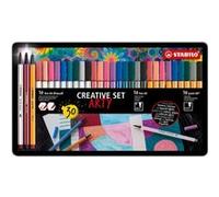 Feutres - STABILO ARTY - Coffret métal créatif - Pen 68 - Pen 68 Brush - Point 88
