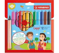 Feutres - STABILO - Cappi - 12 Feutres + 1 Lacet - Rouge - Mixte - A partir de 3 ans