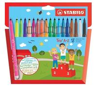 Feutres STABILO Trio A-Z - 15 couleurs + 3 fluo - Pointe moyenne