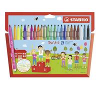 Etui Carton De 24 Feutres De Coloriage Stabilo Trio A-Z - Pointe Fine - Coloris Assortis