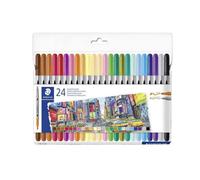 Feutres - STAEDTLER - Coffret 24 pcs - Double-pointe 0 5-0 8 mm / ~3 mm - Couleurs assorties
