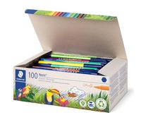Feutres STAEDTLER Noris 326 - Kit scolaire, 100 pièces, 10 couleurs | Pointe résistante, technologie DRY SAFE, lavables - pour l'école - Réf. 326 C100