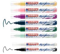 edding Kit peinture acrylique débutants – 8 couleurs (nordiques), marqueurs, bloc cartes postales