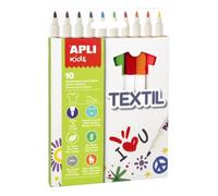 APLI Feutres textile pour enfant – 10 pièces, couleurs assorties