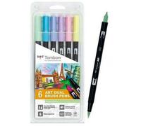 Feutres Tombow - Abt-6c-4 - Lot De 6 Stylos A Double Brosse Abt A Base D'eau Avec Deux Pointes Candy Colors