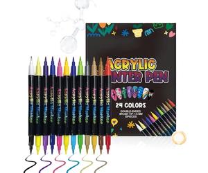 Feutres Vernis à Ongles | 24 Couleurs Double Embout à Effet 3D,Kit DIY Vernis Acrylique 3D - Pour Pointillage Dessin Salon à Domicile Anniversaire Mariage Fête