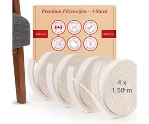 Feutrine autocollante pour Meuble de Protection Sol, Feutre adhésif pour Meuble, Longueur env. 1,5 m, Largeur 13mm, épaisseur 5 mm - Made in Canada Beige