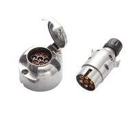 Feuunly Alliage d'aluminium Prise Remorque 7 Broches Male Femelle, 12V Étanche Prise Remorque Connecteur Standard Européenne - ISO 1724, pour Caravane Voiture RV Remorque Connecteur (Extrémité à Vis)